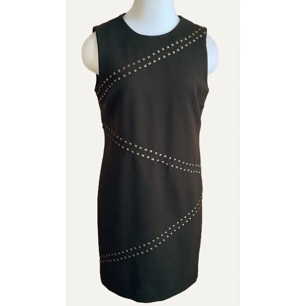 MICHAEL KORS Olive Green Studded Crepe Shift Dress 10